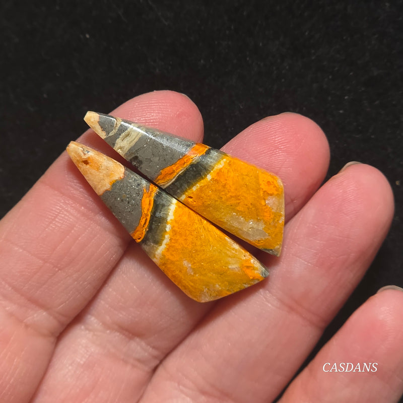 Bumblebee Jasper Cabochon Pair