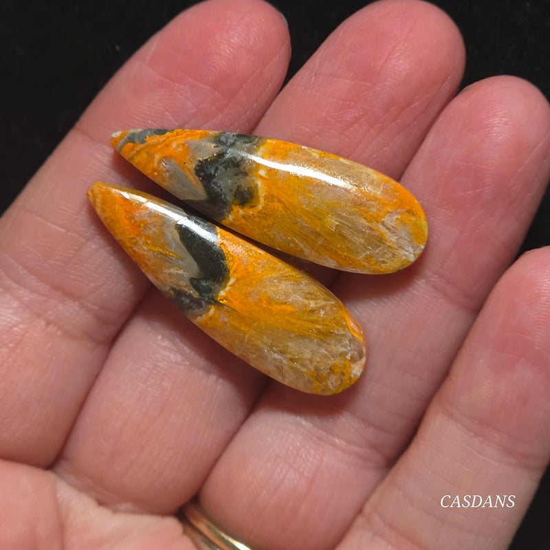 Bumblebee Jasper Cabochon Pair