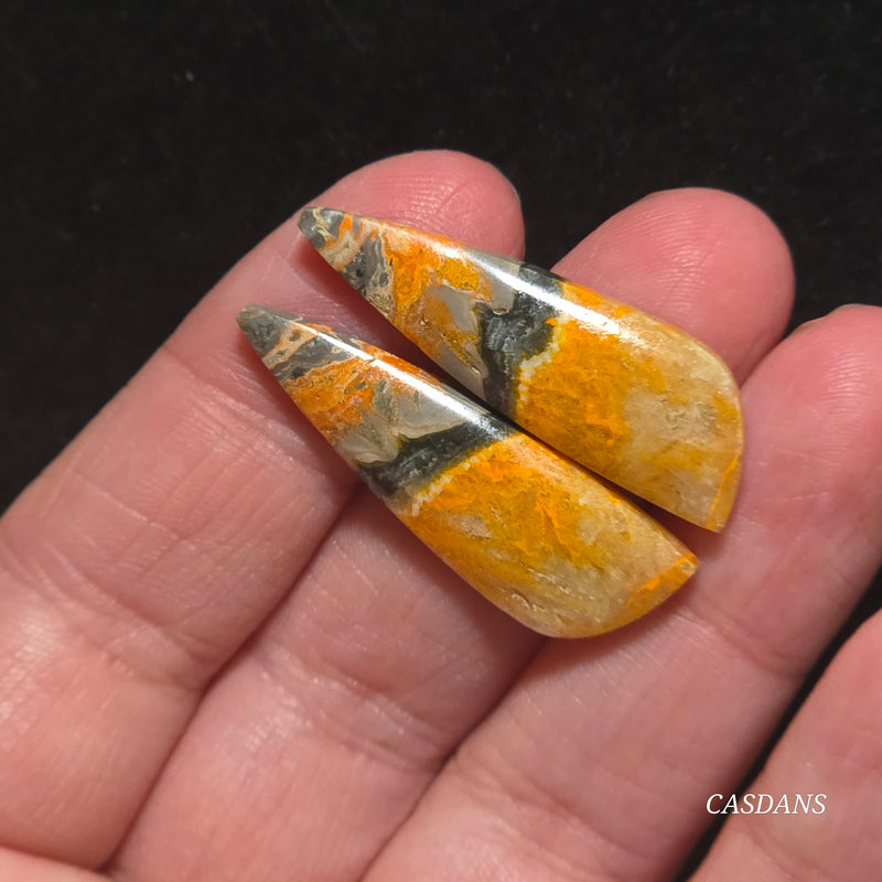 Bumblebee Jasper Cabochon Pair