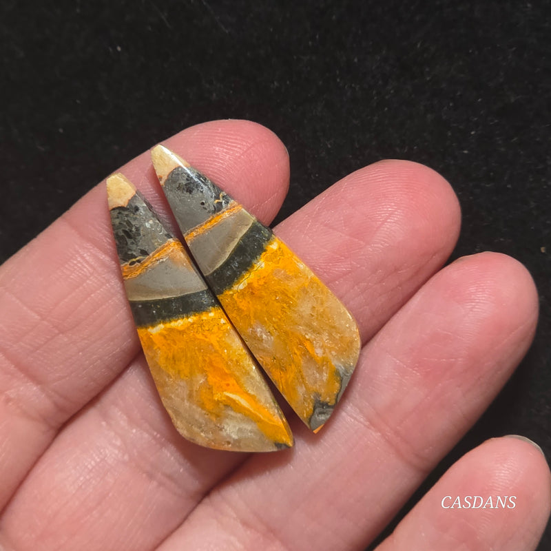 Bumblebee Jasper Cabochon Pair