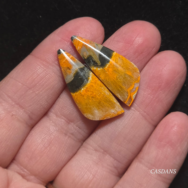 Bumblebee Jasper Cabochon Pair
