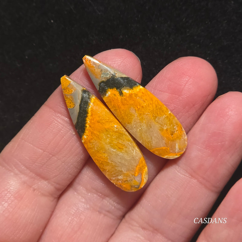 Bumblebee Jasper Cabochon Pair