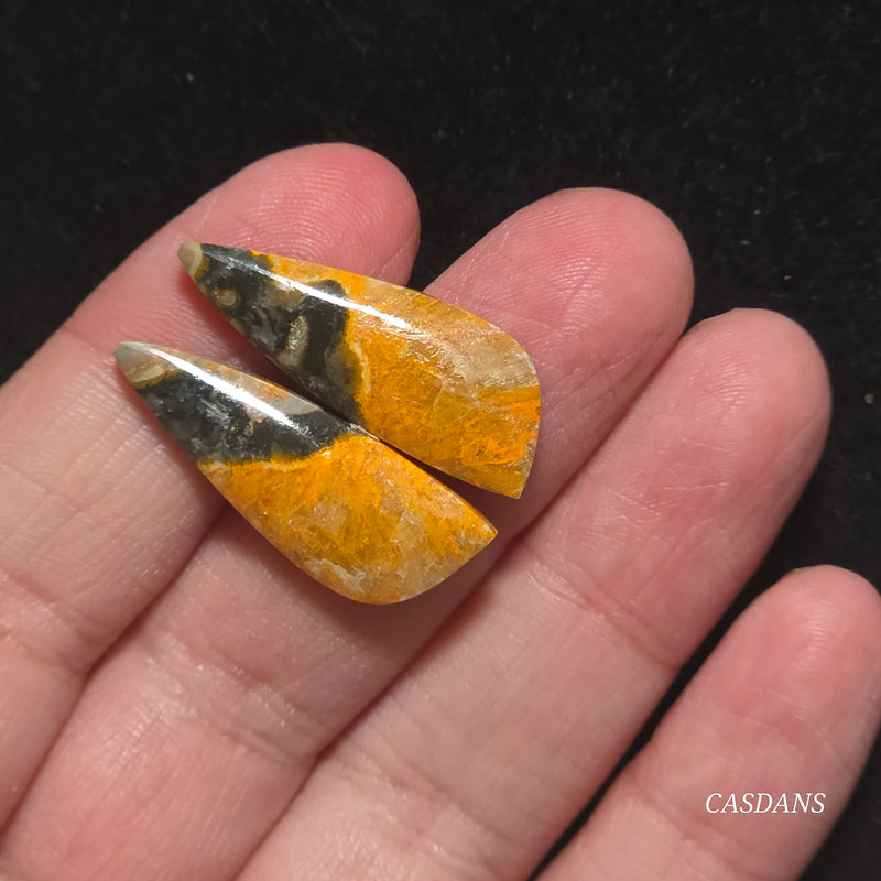Bumblebee Jasper Cabochon Pair