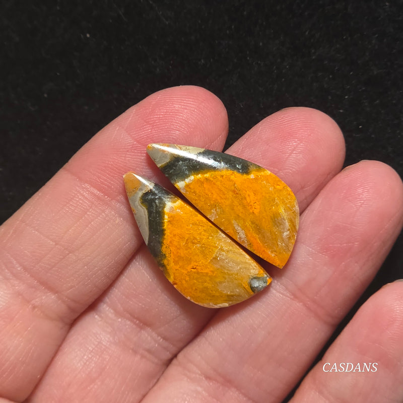 Bumblebee Jasper Cabochon Pair