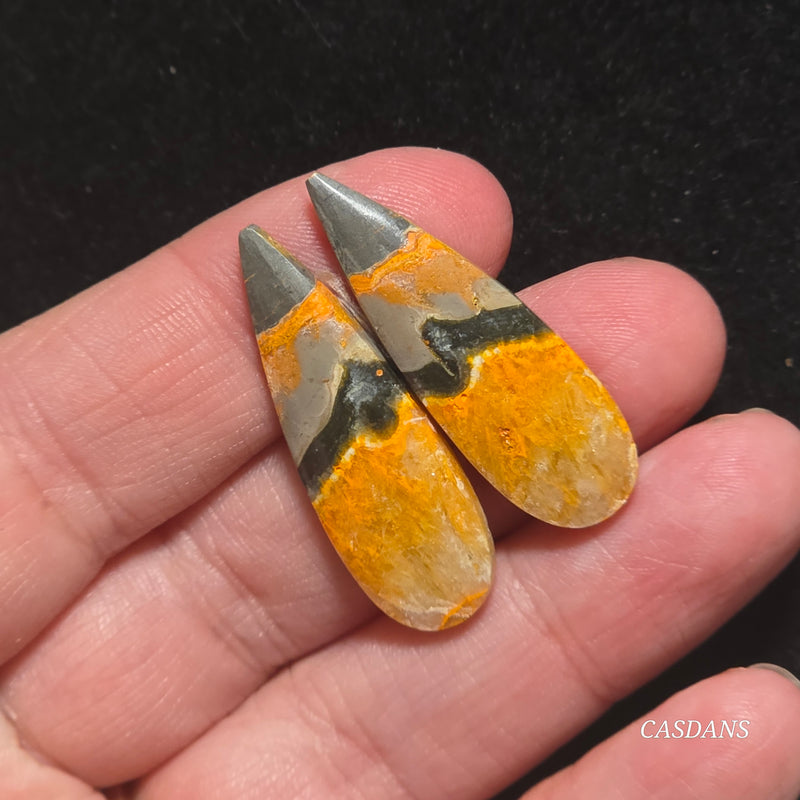 Bumblebee Jasper Cabochon Pair