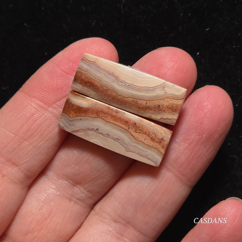 Lace Agate Cabochon Pair