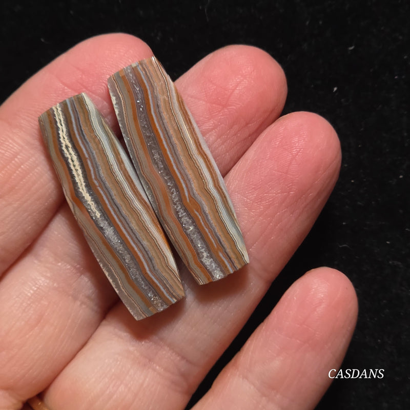 Lace Agate Cabochon Pair