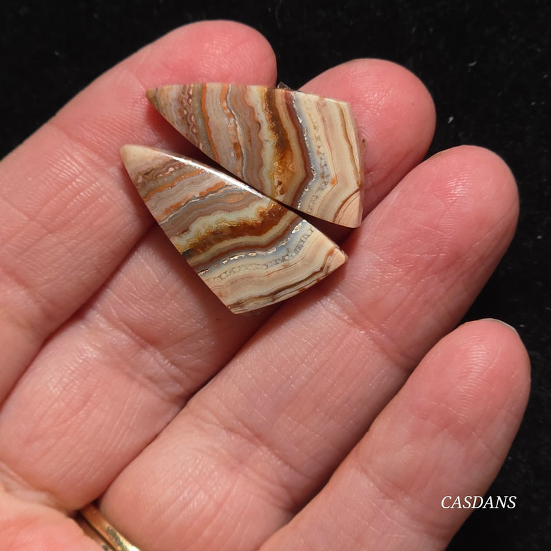 Lace Agate Cabochon Pair