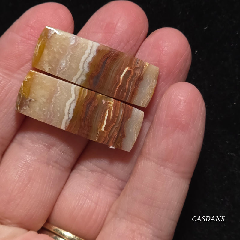 Lace Agate Cabochon Pair