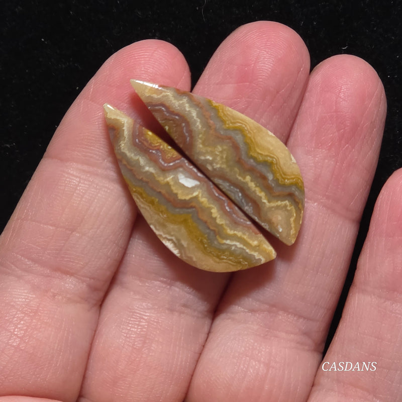 Lace Agate Cabochon Pair
