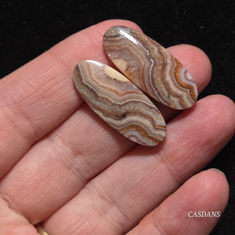 Lace Agate Cabochon Pair