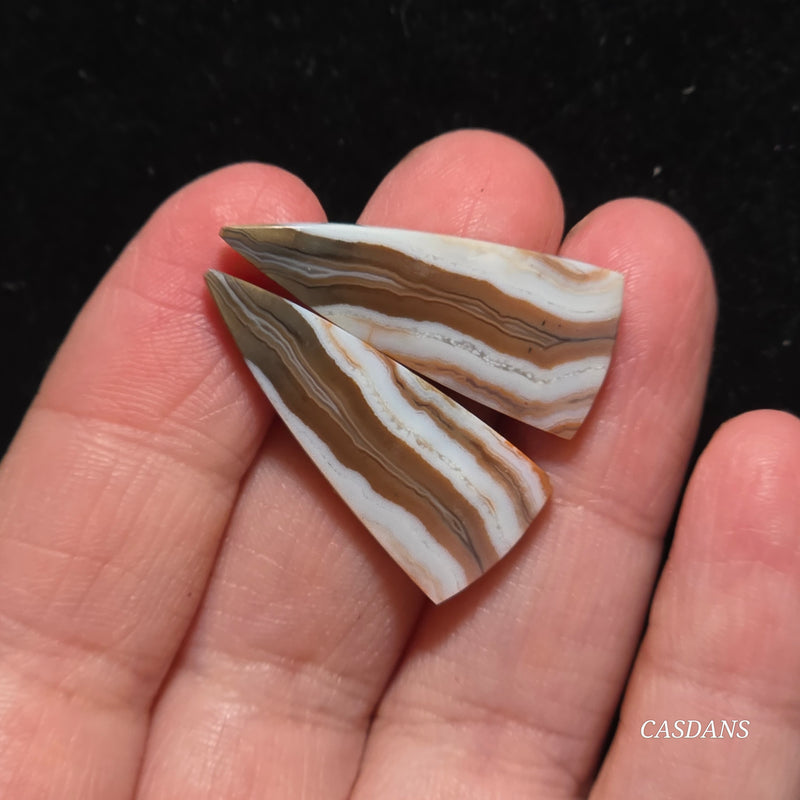 Lace Agate Cabochon Pair