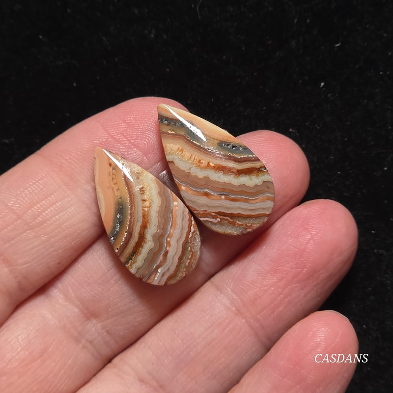 Lace Agate Cabochon Pair