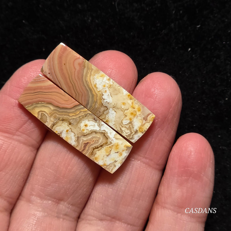 Lace Agate Cabochon Pair