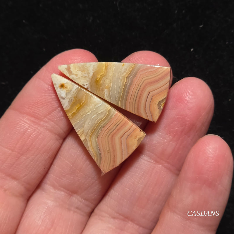 Lace Agate Cabochon Pair