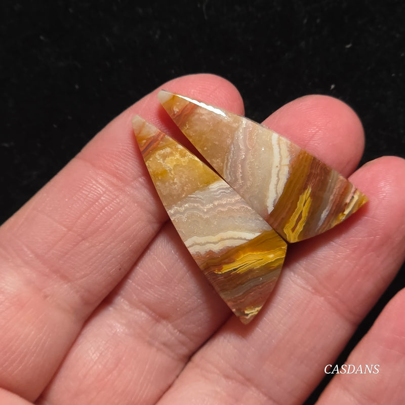 Lace Agate Cabochon Pair