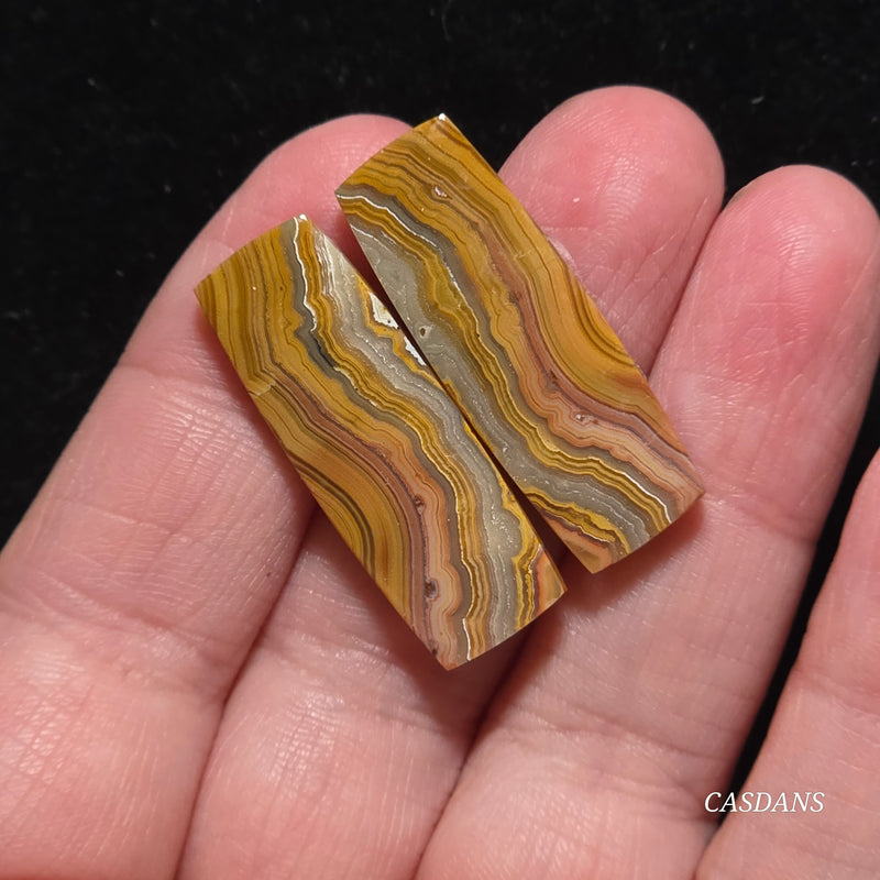 Lace Agate Cabochon Pair