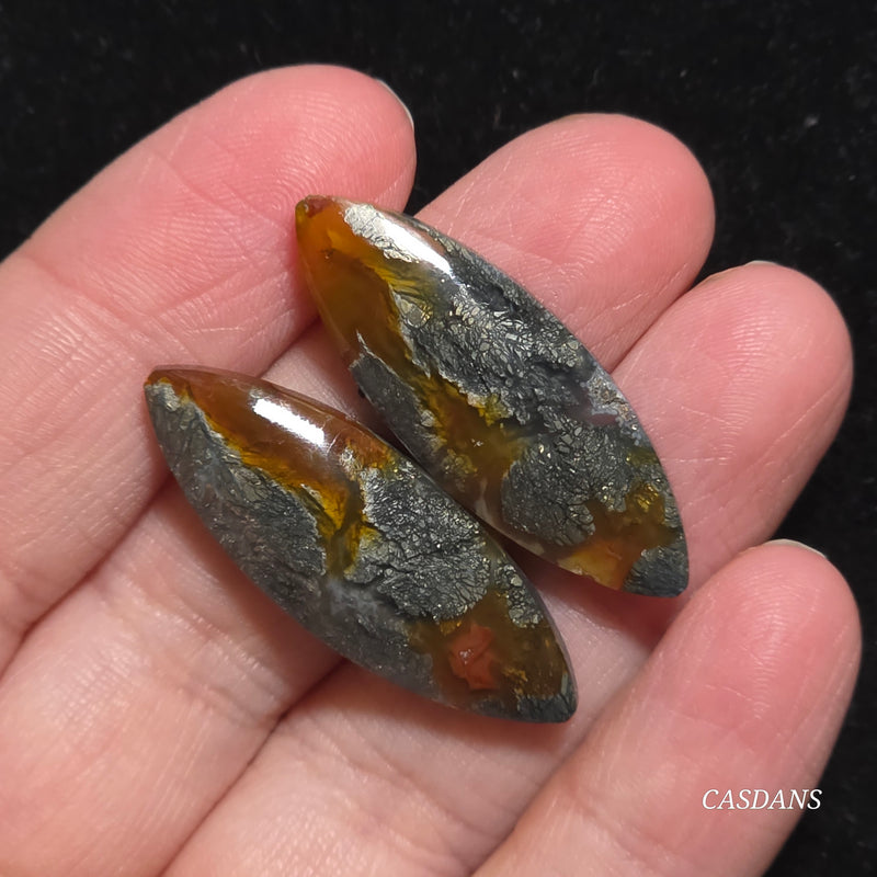 Marcasite Cabochon Pair