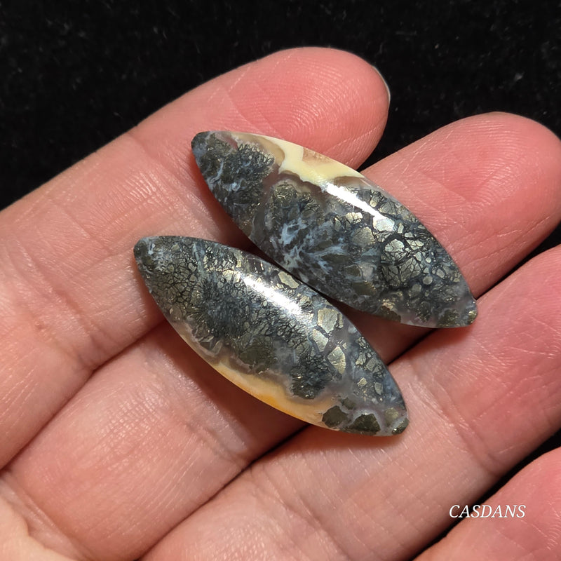 Marcasite Cabochon Pair