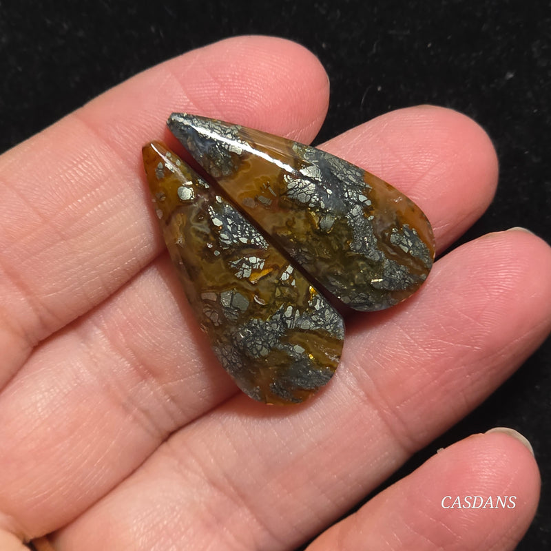 Marcasite Cabochon Pair