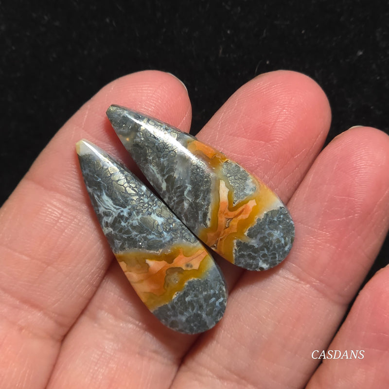 Marcasite Cabochon Pair