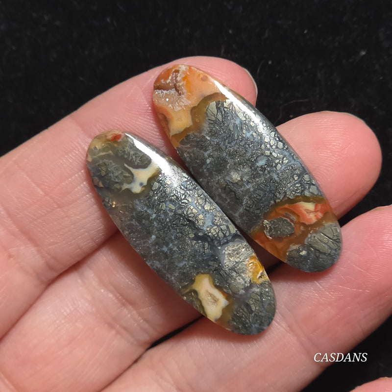 Marcasite Cabochon Pair