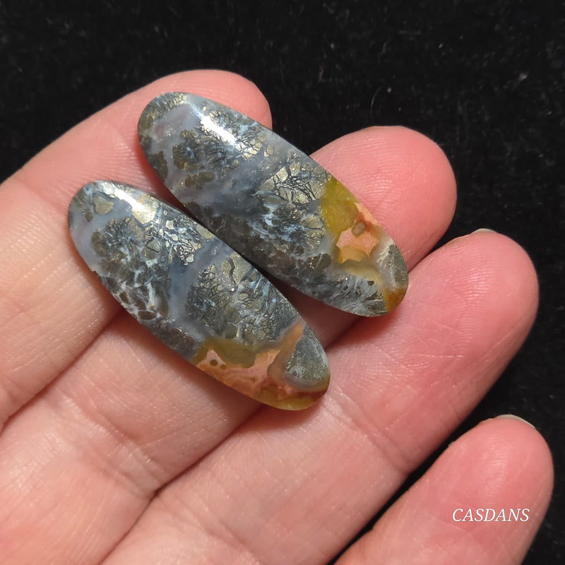 Marcasite Cabochon Pair