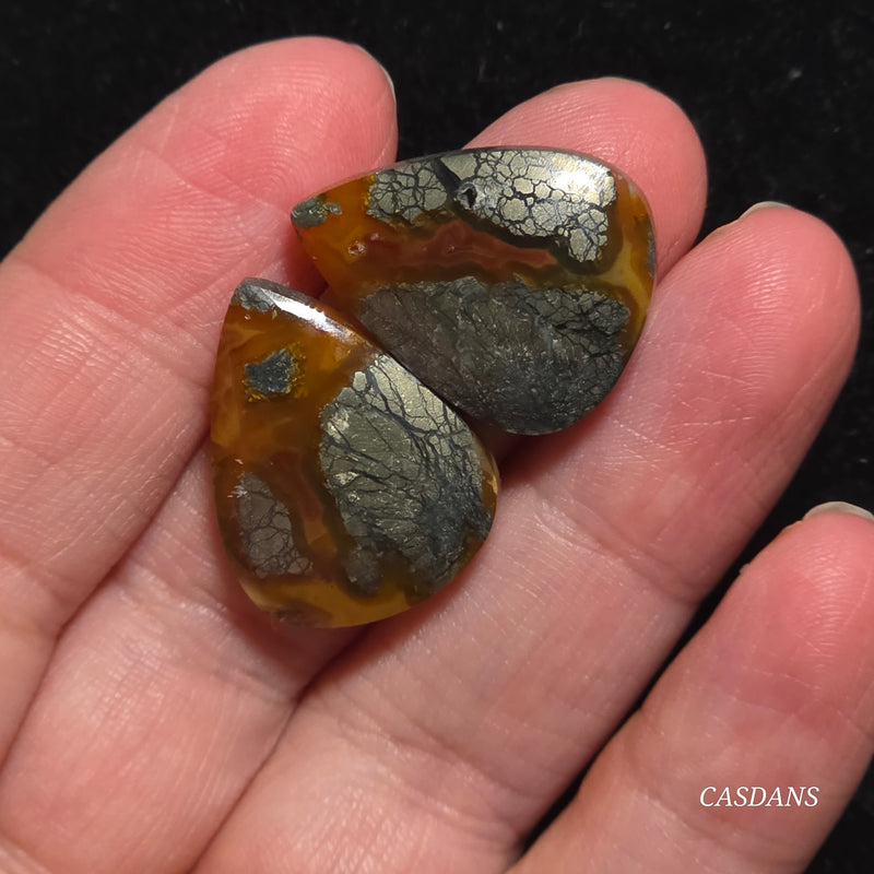 Marcasite Cabochon Pair