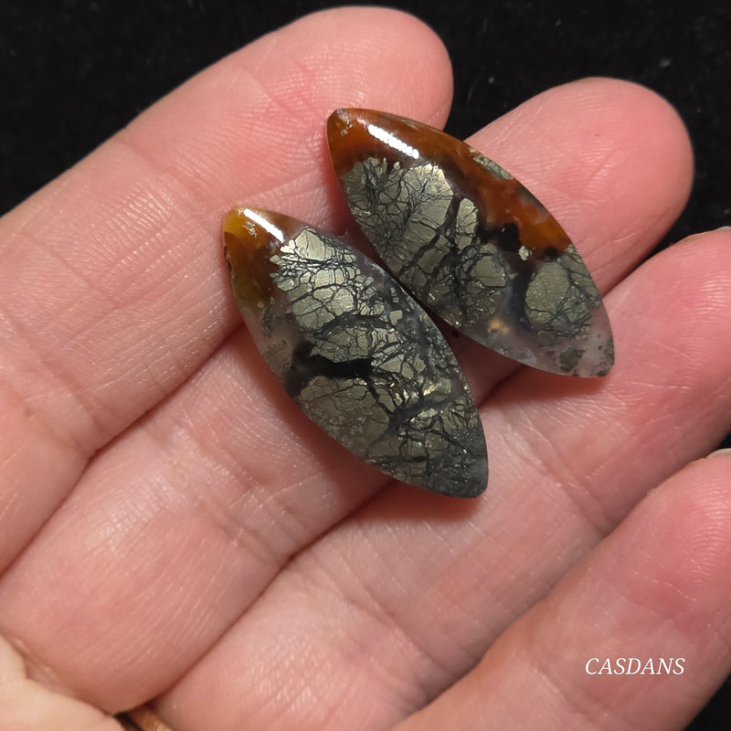 Marcasite Cabochon Pair