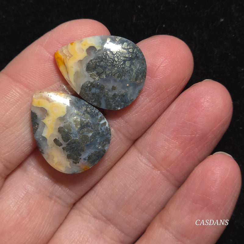 Marcasite Cabochon Pair