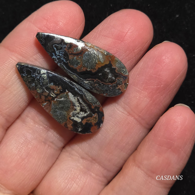 Marcasite Cabochon Pair