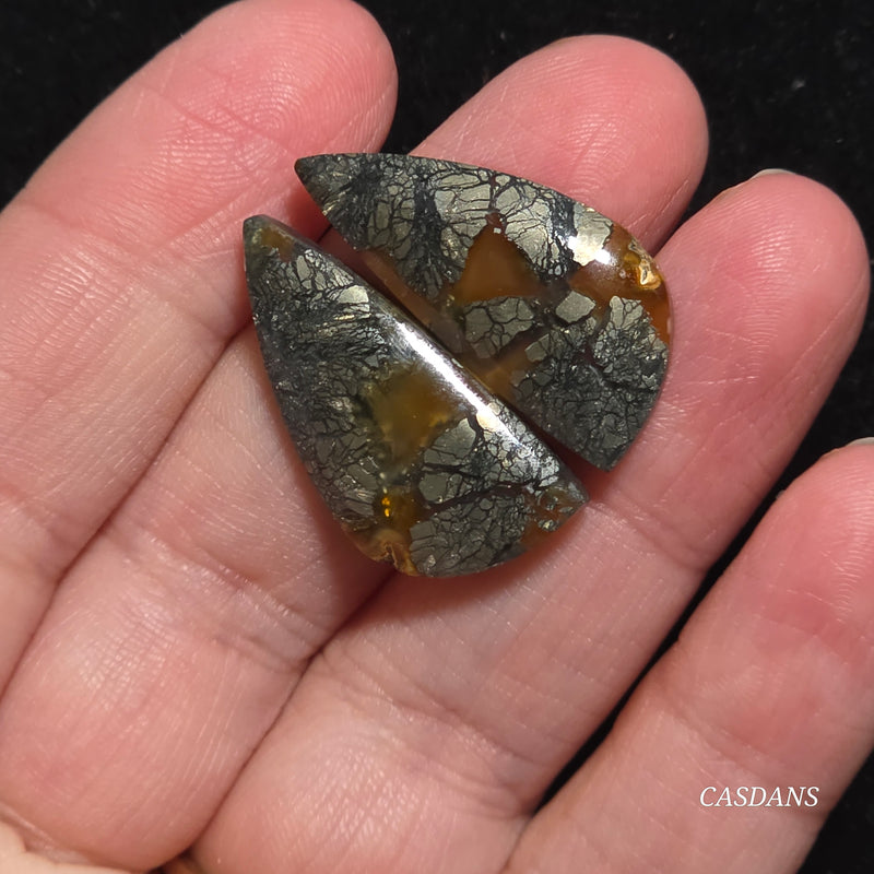 Marcasite Cabochon Pair