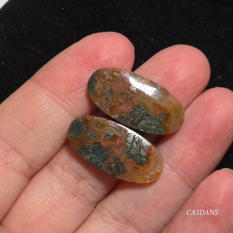 Marcasite Cabochon Pair