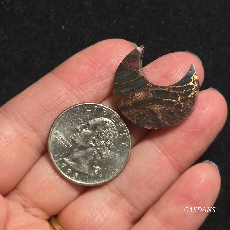 Dream Weaver Composite Moon Cabochon (Contains Mother of Pearl and Abalone Shell)