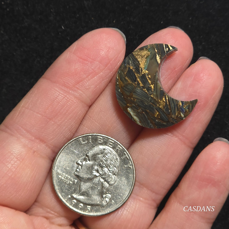 Dream Weaver Composite Moon Cabochon (Contains Mother of Pearl and Abalone Shell)
