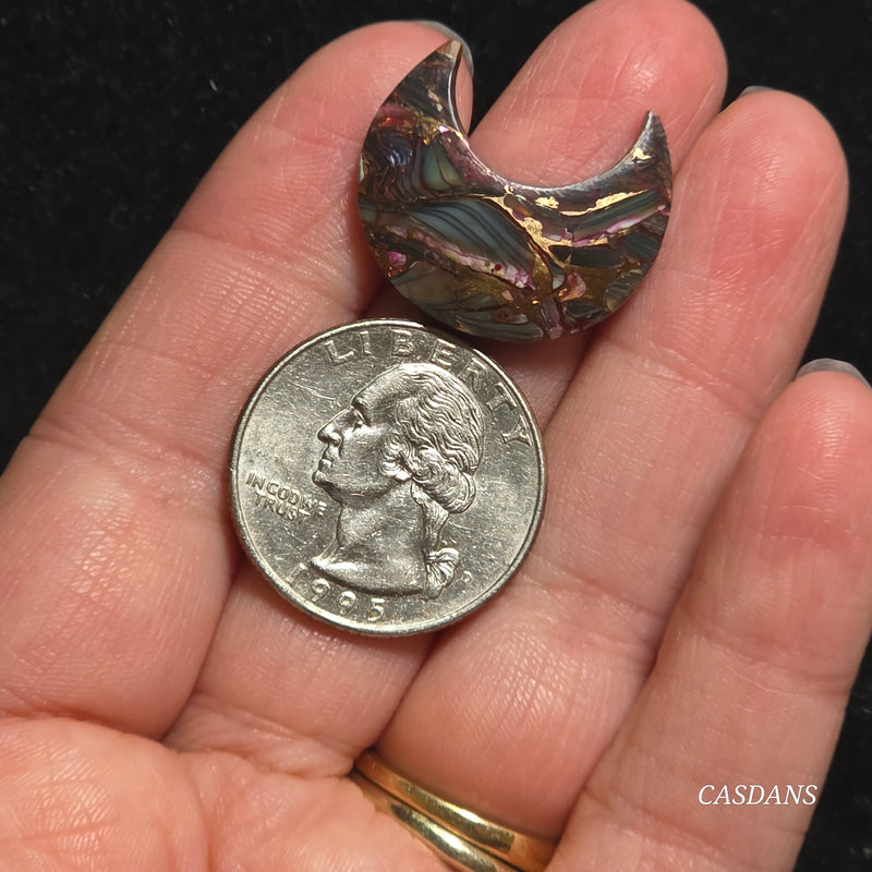 Dream Weaver Composite Moon Cabochon (Contains Mother of Pearl and Abalone Shell)