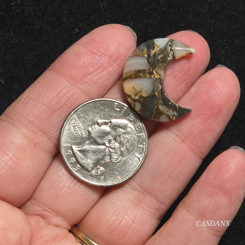 Dream Weaver Composite Moon Cabochon (Contains Mother of Pearl and Abalone Shell)