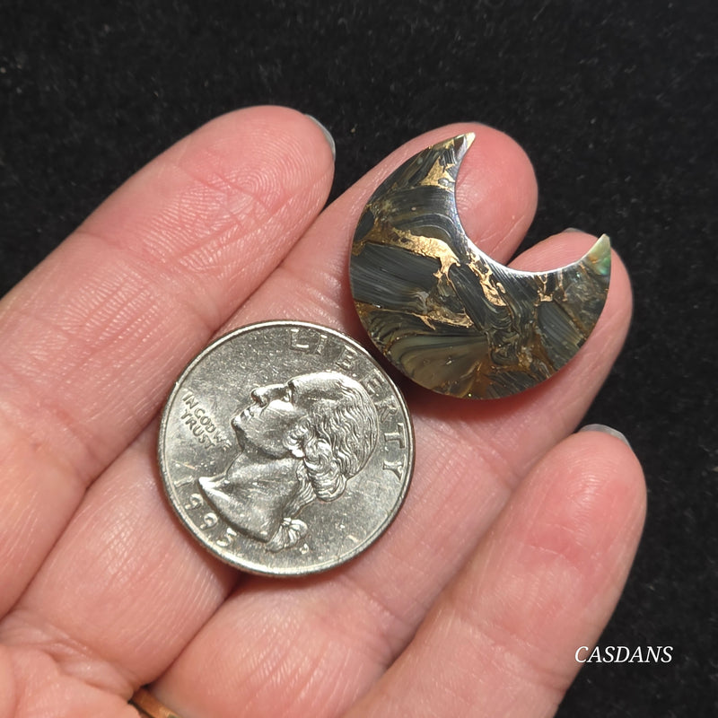 Dream Weaver Composite Moon Cabochon (Contains Mother of Pearl and Abalone Shell)