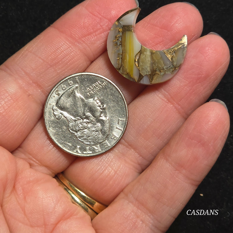Dream Weaver Composite Moon Cabochon (Contains Mother of Pearl and Abalone Shell)