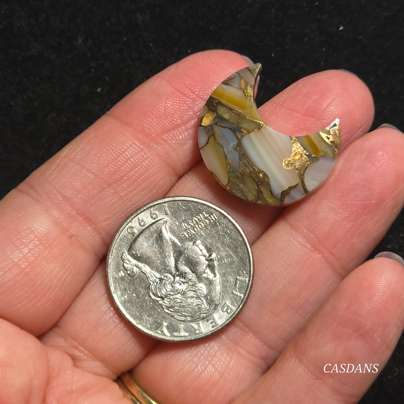 Dream Weaver Composite Moon Cabochon (Contains Mother of Pearl and Abalone Shell)