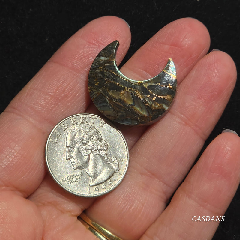 Dream Weaver Composite Moon Cabochon (Contains Mother of Pearl and Abalone Shell)