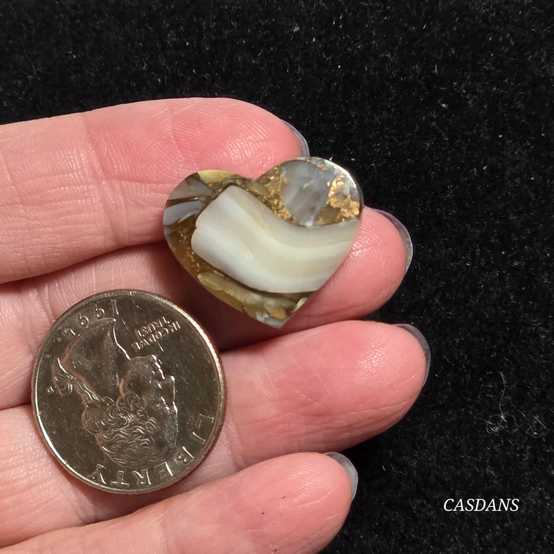 Dream Weaver Composite Heart Cabochon (Contains Mother of Pearl and Abalone Shell)