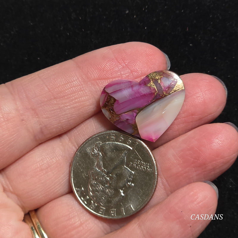 Dream Weaver Composite Heart Cabochon (Contains Mother of Pearl and Abalone Shell)