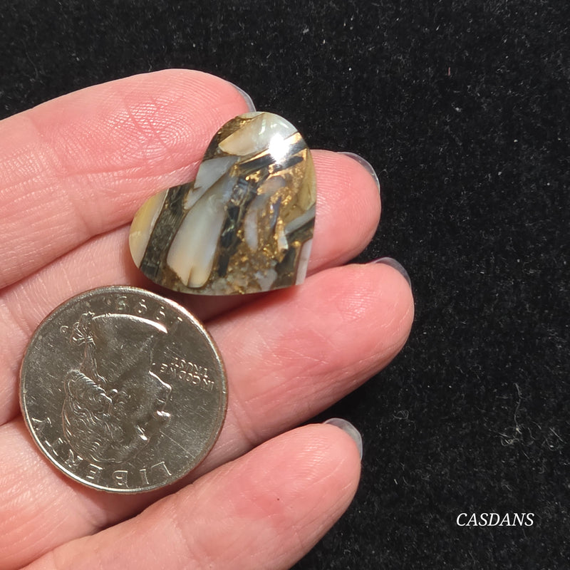 Dream Weaver Composite Heart Cabochon (Contains Mother of Pearl and Abalone Shell)