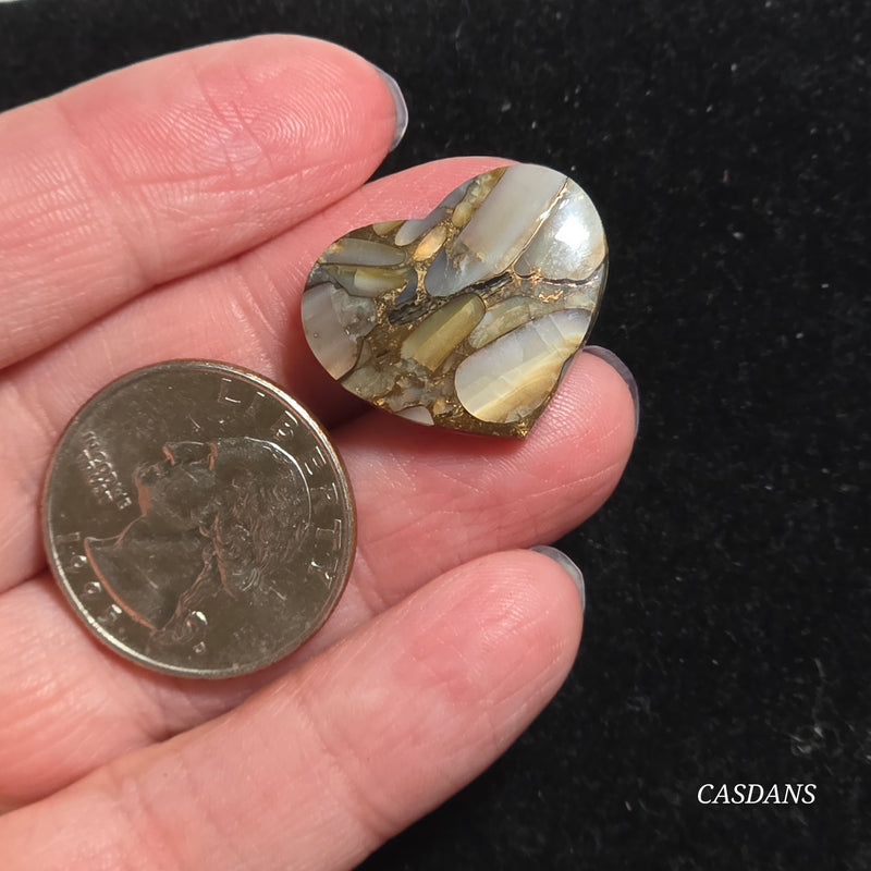Dream Weaver Composite Heart Cabochon (Contains Mother of Pearl and Abalone Shell)