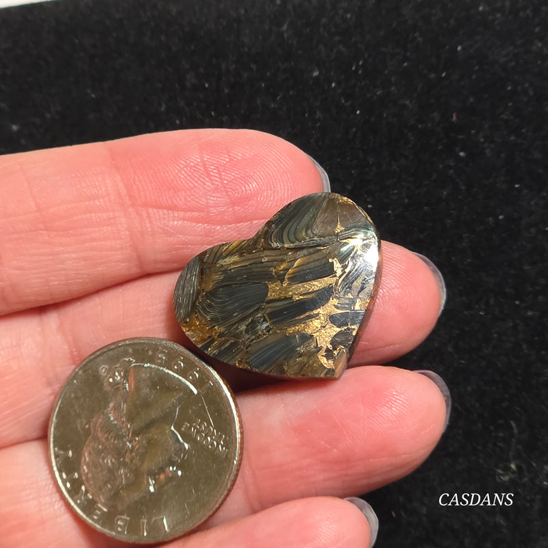 Dream Weaver Composite Heart Cabochon (Contains Mother of Pearl and Abalone Shell)