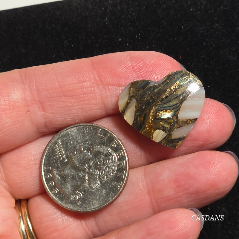Dream Weaver Composite Heart Cabochon (Contains Mother of Pearl and Abalone Shell)