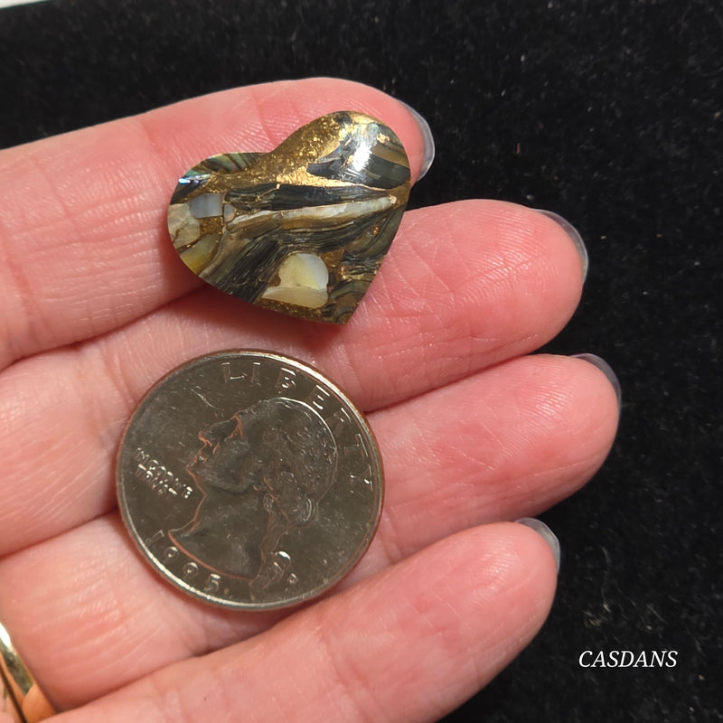 Dream Weaver Composite Heart Cabochon (Contains Mother of Pearl and Abalone Shell)