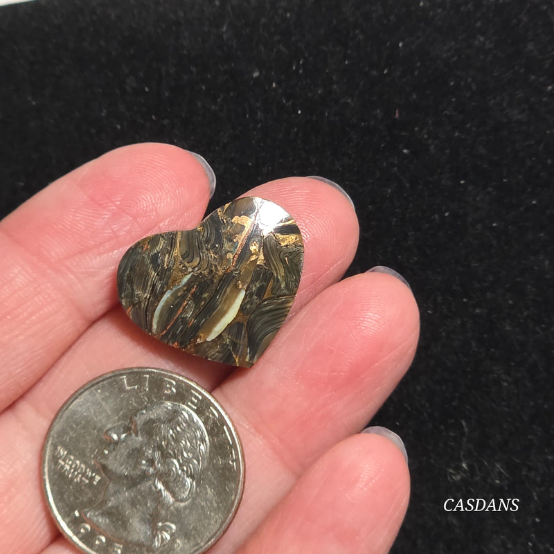 Dream Weaver Composite Heart Cabochon (Contains Mother of Pearl and Abalone Shell)
