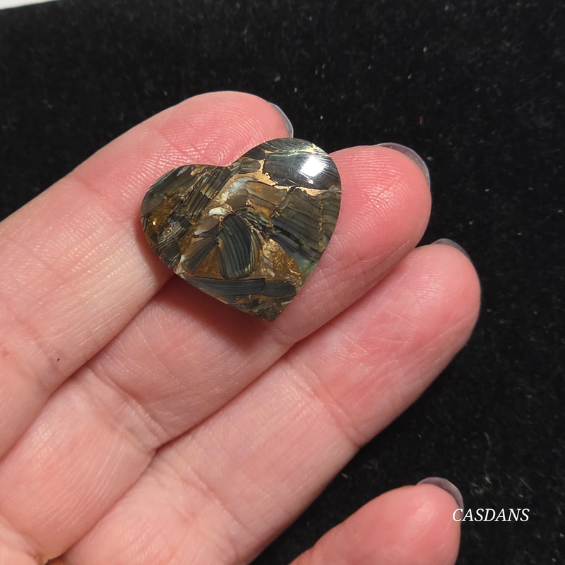 Dream Weaver Composite Heart Cabochon (Contains Mother of Pearl and Abalone Shell)